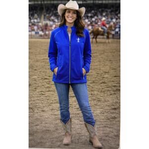 HOUSTON LIVESTOCK Show Rodeo Blue Stitched Full Zip Jacket 3XL 90th anniversary